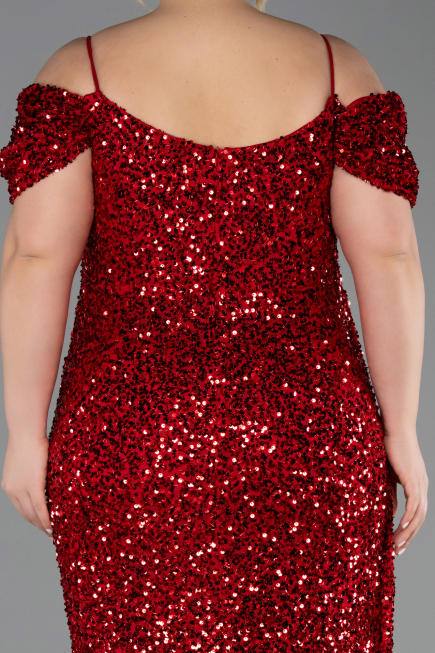 Red Long Plus Size Evening Gown ABU5232