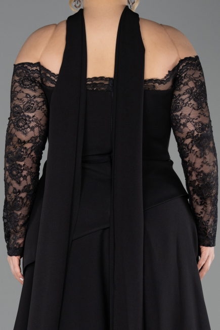 Long Black Dantelle Plus Size Evening Dress ABU5657
