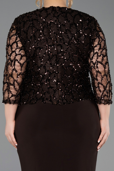 Midi Brown Scaly Plus Size Cocktail Dress ABK2631