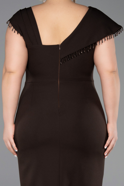 Midi Brown Plus Size Cocktail Dress ABK2632