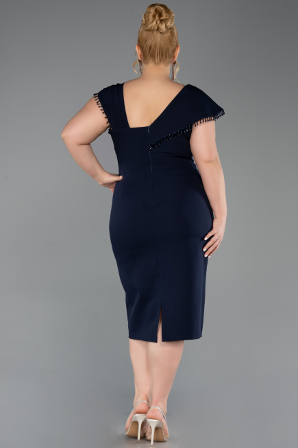 Midi Navy Blue Plus Size Cocktail Dress ABK2632