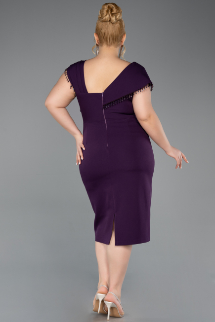 Midi Purple Plus Size Cocktail Dress ABK2632