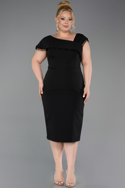 Midi Black Plus Size Cocktail Dress ABK2632