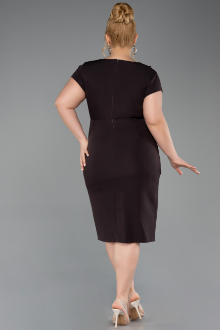 Midi Brown Plus Size Cocktail Dress ABK2614