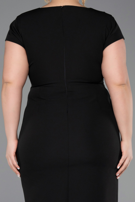 Midi Black Plus Size Cocktail Dress ABK2614