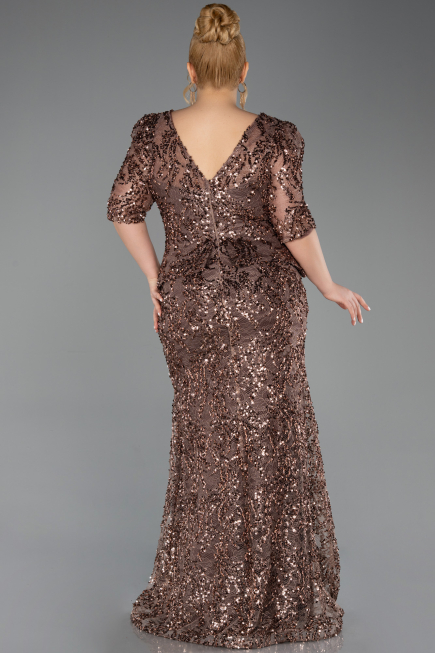 Long Copper Scaly Plus Size Evening Dress ABU6149