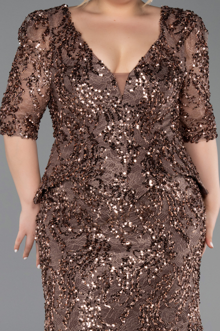 Long Copper Scaly Plus Size Evening Dress ABU6149