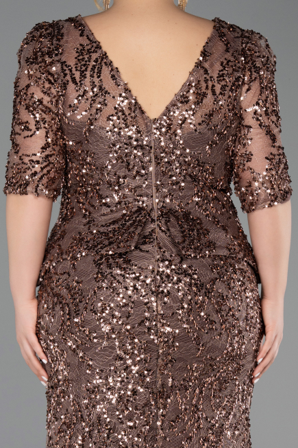 Long Copper Scaly Plus Size Evening Dress ABU6149