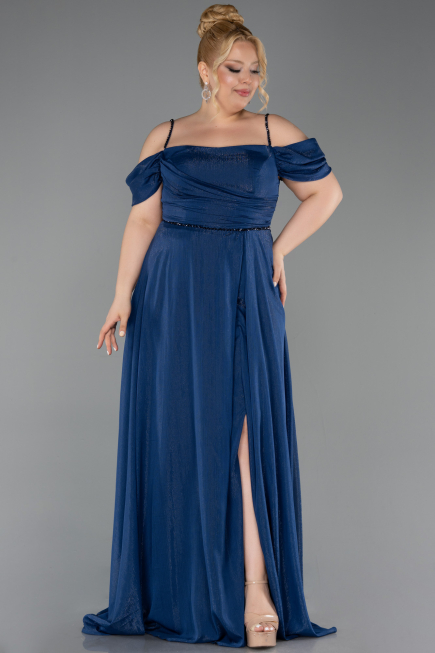 Long Navy Blue Formal Plus Size Dress ABU6185