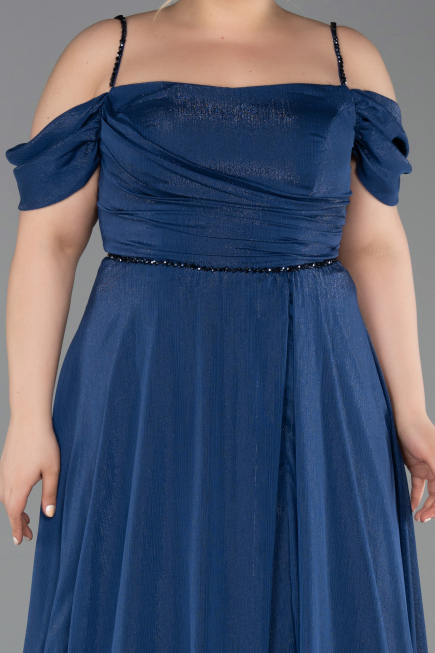 Long Navy Blue Formal Plus Size Dress ABU6185