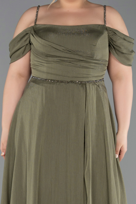 Long Olive Drab Formal Plus Size Dress ABU6185