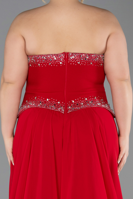 Long Red Chiffon Evening Dress ABU6188