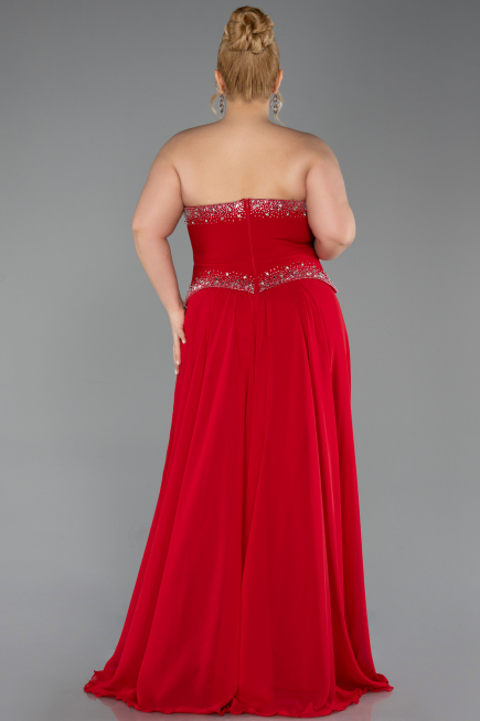 Long Red Chiffon Evening Dress ABU6188