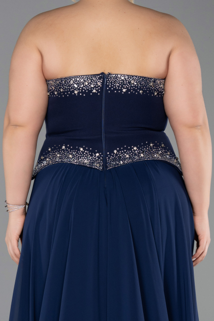 Long Navy Blue Chiffon Evening Dress ABU6188