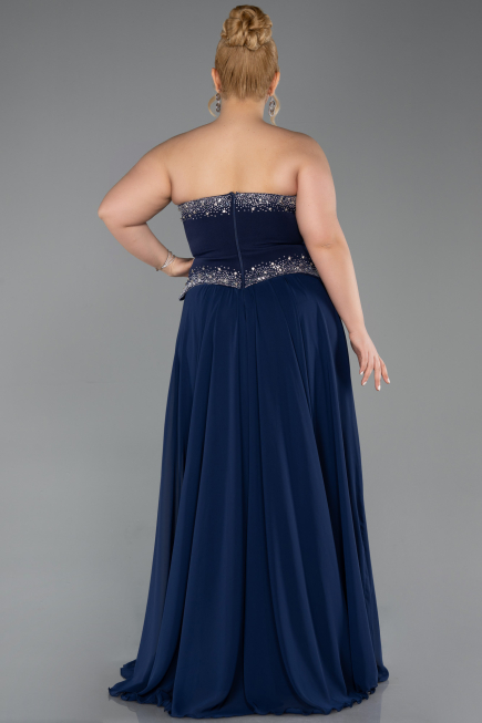 Long Navy Blue Chiffon Evening Dress ABU6188