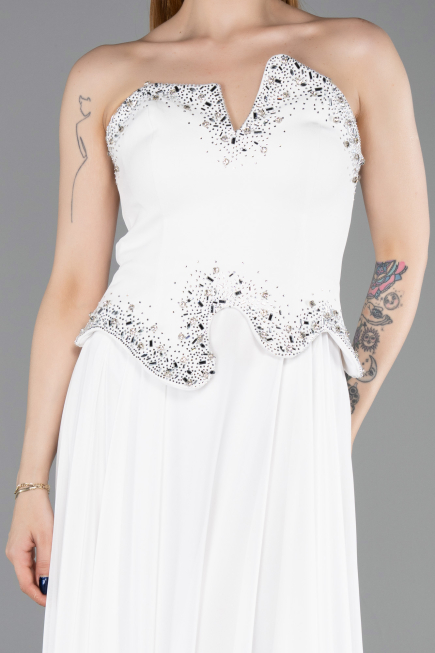 Long White Chiffon Evening Dress ABU6188