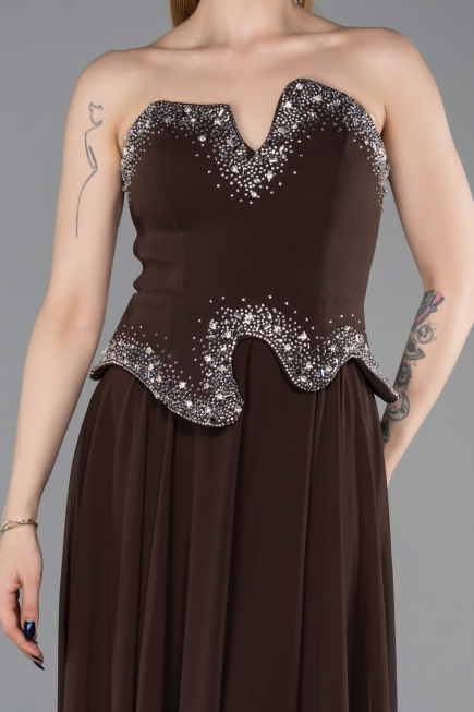 Long Brown Chiffon Evening Dress ABU6188