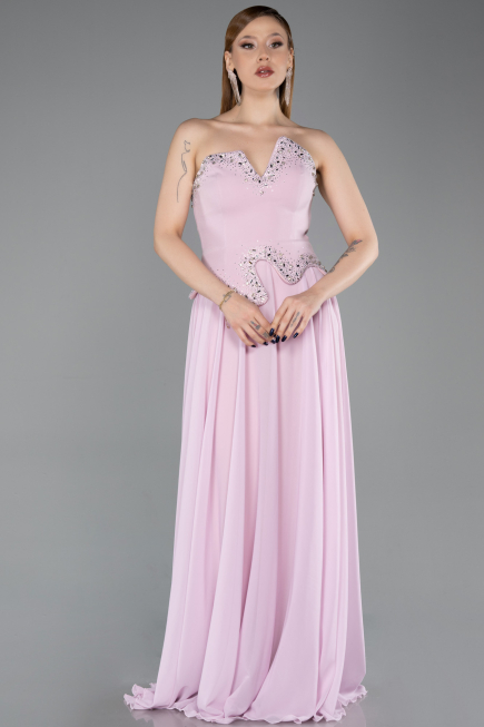 Long Powder Color Chiffon Evening Dress ABU6188