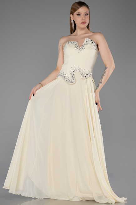 Long Yellow Chiffon Evening Dress ABU6188