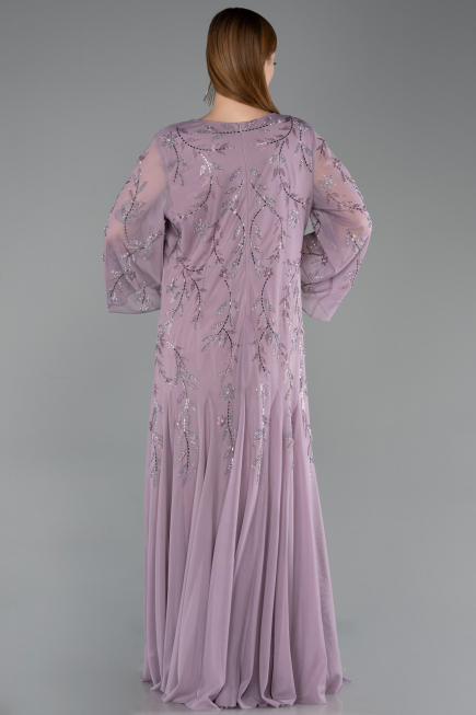 Long Lavender Chiffon Plus Size Evening Gown ABU6176