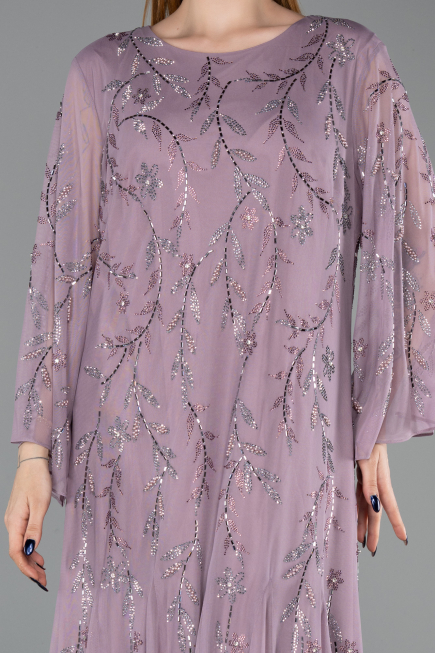 Long Lavender Chiffon Plus Size Evening Gown ABU6176