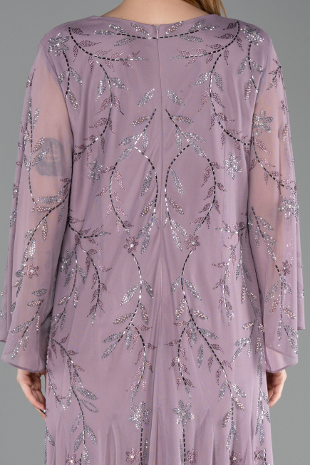 Long Lavender Chiffon Plus Size Evening Gown ABU6176