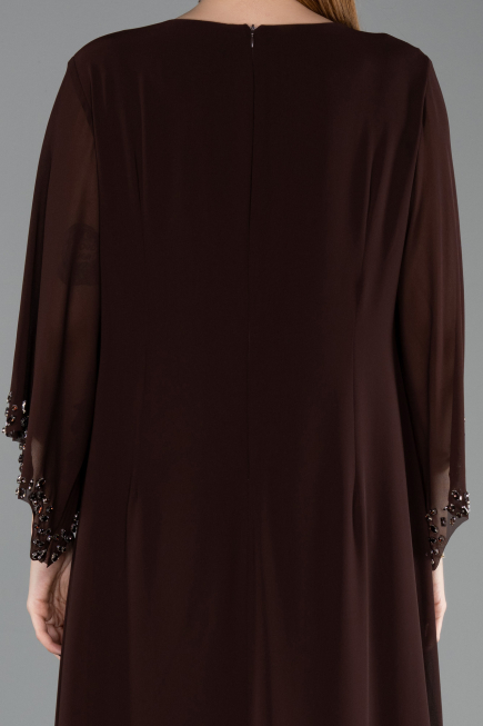 Long Brown Chiffon Plus Size Evening Gown ABU6177