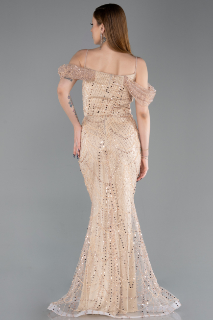 Long Gold Beaded Evening Dress ABU6190