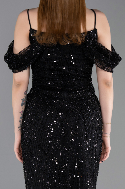 Long Black Beaded Evening Dress ABU6190
