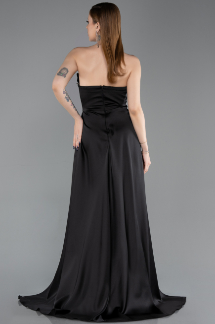 Long Black Satin Evening Dress ABU6193