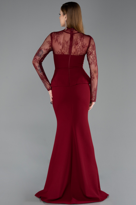 Long Burgundy Mermaid Evening Gown ABU6194