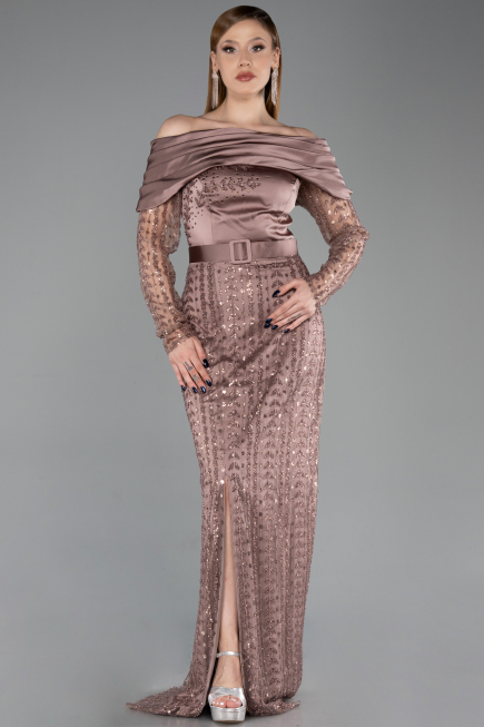 Long Copper Beaded Evening Dress ABU6186
