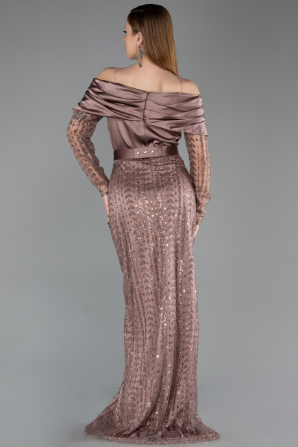 Long Copper Beaded Evening Dress ABU6186