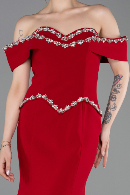 Long Red Mermaid Prom Dress ABU6198