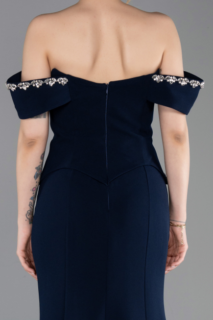 Long Navy Blue Mermaid Prom Dress ABU6198