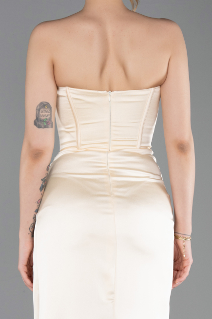 Long Yellow Satin Evening Dress ABU6200