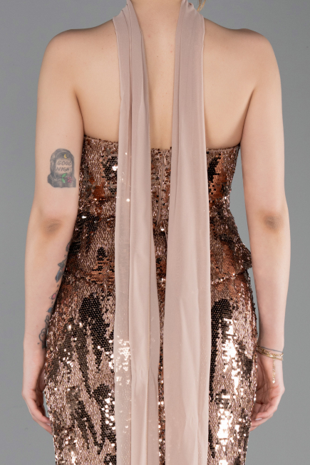 Long Copper Scaly Evening Dress ABU6202