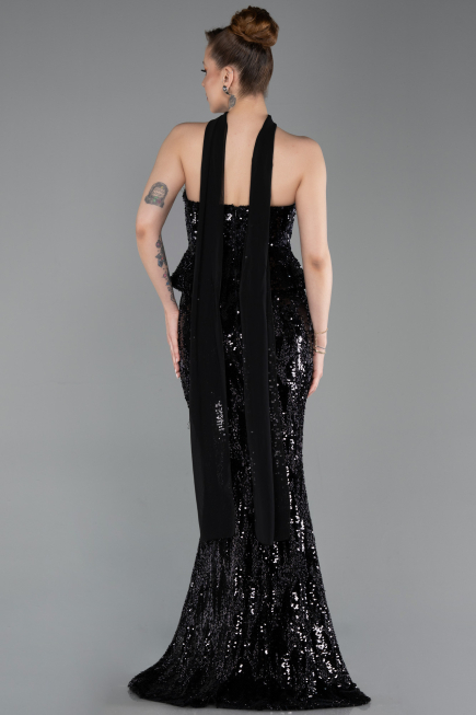 Long Black Scaly Evening Dress ABU6202