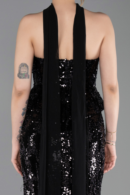 Long Black Scaly Evening Dress ABU6202