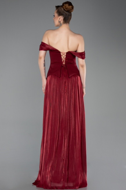Long Burgundy Chiffon Evening Dress ABU6203
