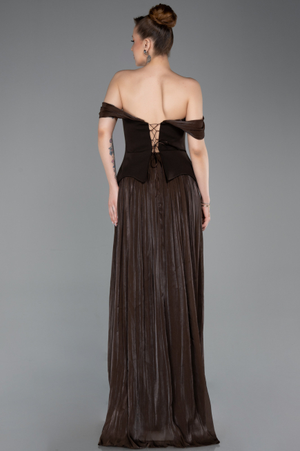 Long Brown Chiffon Evening Dress ABU6203