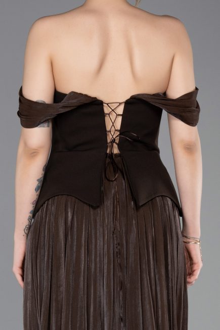 Long Brown Chiffon Evening Dress ABU6203
