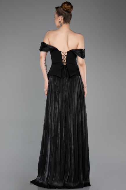 Long Black Chiffon Evening Dress ABU6203