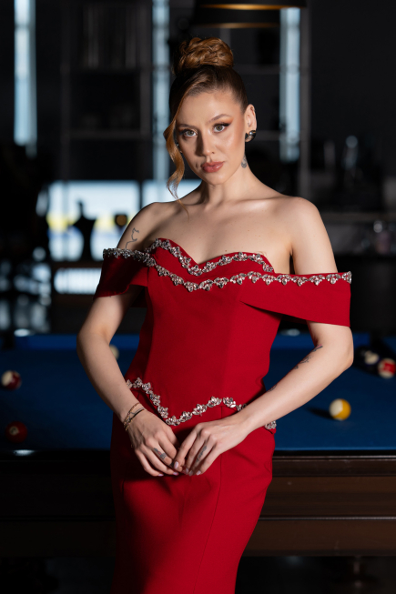 Long Red Mermaid Prom Dress ABU6198