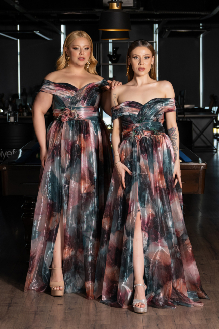 Long Onion Skin Plus Size Evening Gown ABU5263