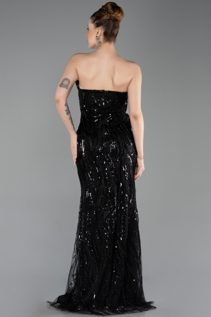 Long Black Beaded Evening Dress ABU6205