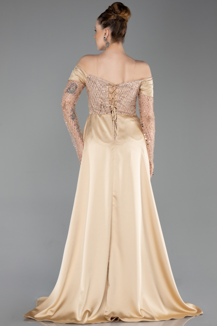 Long Gold Beaded Evening Dress ABU5934