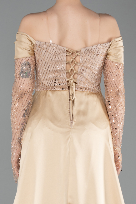 Long Gold Beaded Evening Dress ABU5934