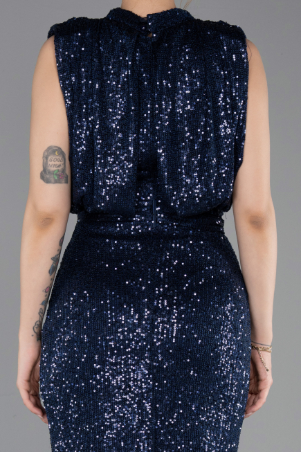 Long Navy Blue Scaly Evening Dress ABU2752