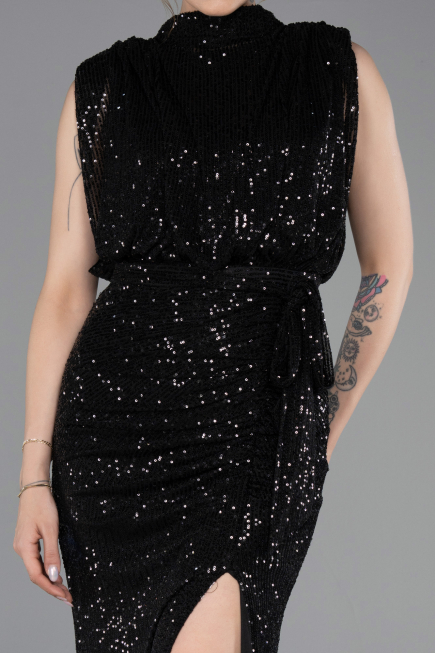 Long Black Scaly Evening Dress ABU2752